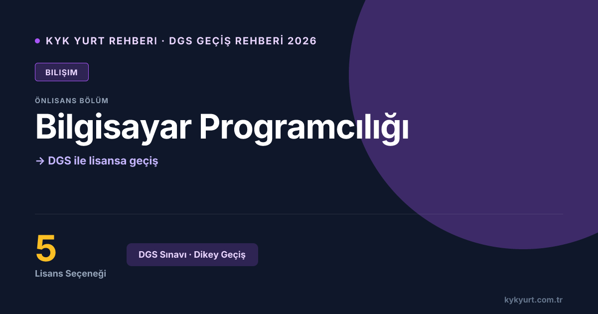 Bilgisayar Programcılığı DGS Geçiş Bölümleri 2026 | Hangi Lisans ...