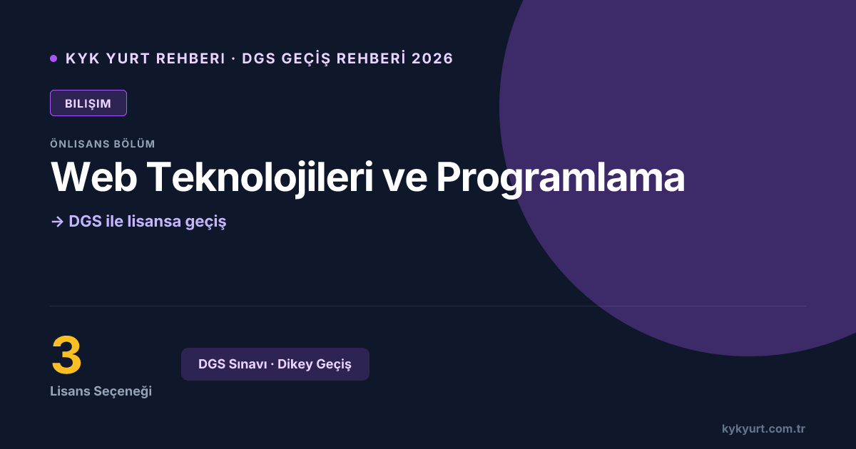 Web Teknolojileri ve Programlama DGS Geçiş Bölümleri 2026 | Hangi ...